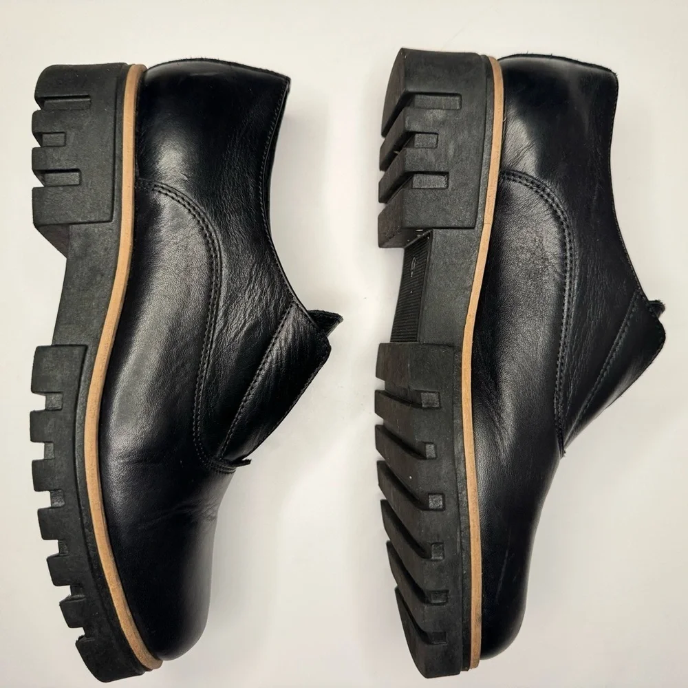 Atelier Women’s Barton Black & Tan Italian Leather Platform Penny Loafers Sz 38 - Picture 9 of 14